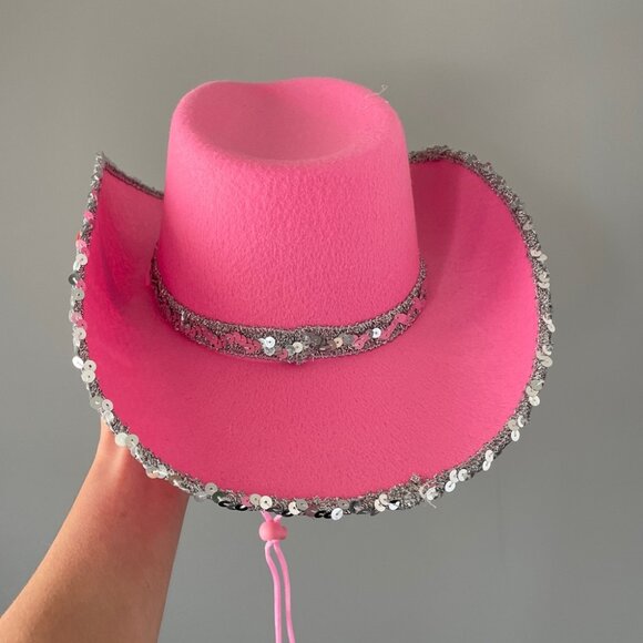 Pink glitter trim cowboy hat - Picture 4 of 4
